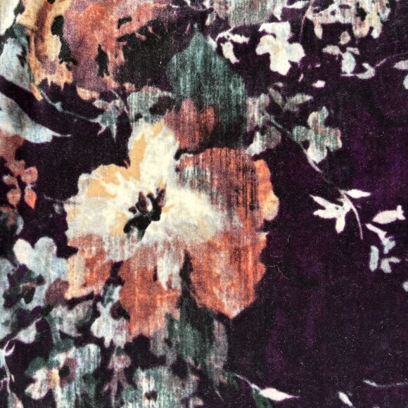 Calvin Klein Womens Velvet Puff Sleeve Floral Dress Size 14 Wedding Whimsigoth - Picture 11 of 14